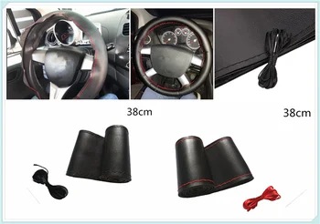 

Car steering wheel cover DIY size 38 cm fiber leather hand-sewn for Volkswagen PTouareg Touran Beetle CC Magotan