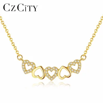 

CZCITY High Quality 925 Sterling Silver Necklaces For Women Cute Love Heart Pendant Necklaces Lovely Fine Jewelry Gift