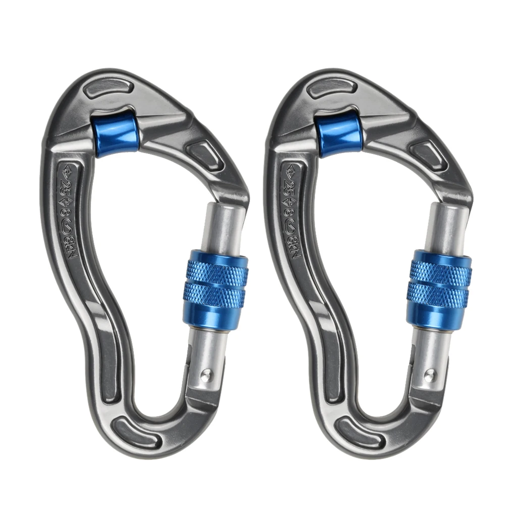 

2 pieces Screw Locking Carabiner Hook Buckle Karabiner 25KN Rope Access For Mountaineering Climbing Arborist Caving Equipment