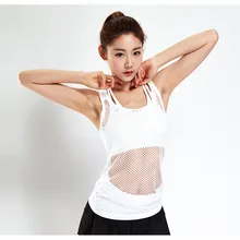 Черно-белый сексуальный сетчатый топ без рукавов для йоги, женский жилет для занятий фитнесом и бегом, спортивные майки, женские футболки, топы, футболки, Femme