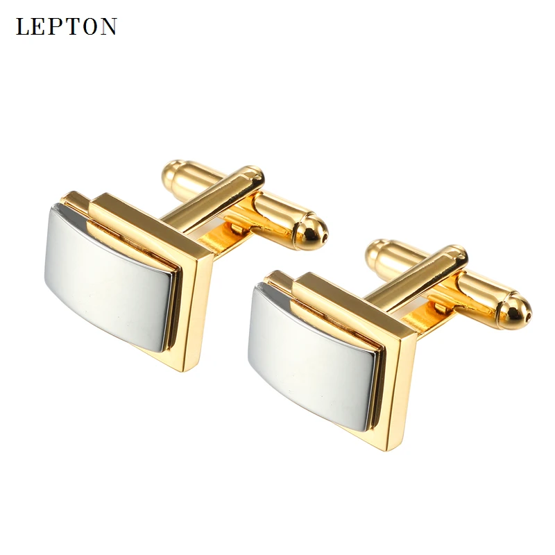 

Low-key Luxury Gold Black Square Cufflinks For Mens Lepton Concise Style Metal Cuff links Dual Plating Men Shirt Cuffs Cufflink
