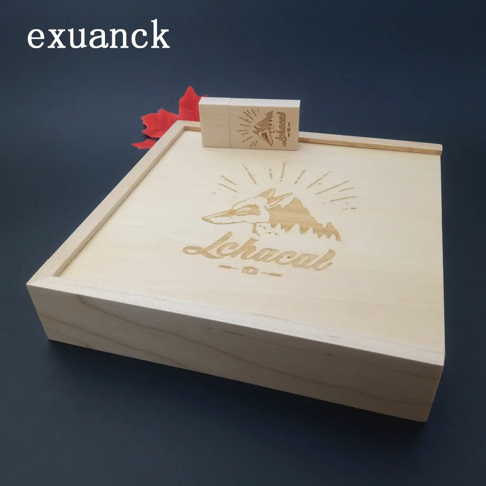 Exuanck деревянный фотоальбом коробка USB 2,0 флешки DIY гравированный логотип свадебный подарок Memory Stick 4-32 ГБ(размер коробки 170*170*35 мм