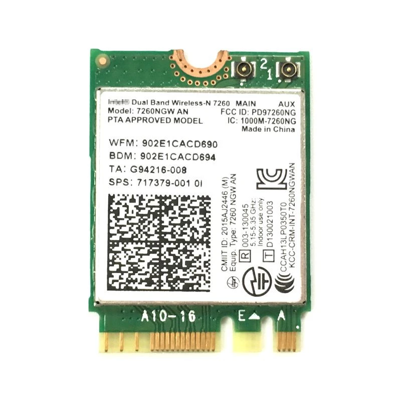 Intel Dual Band Wireless N 7260 7260ngw An Ngff Pcie Wlan Wifi Card Module 802 11 A B G N Bluetooth Bt Wireless N 7260 Dual Band Wireless N 7260intel Dual Band Aliexpress