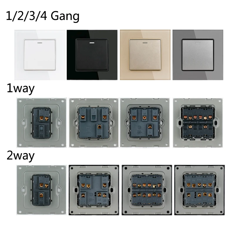 Wall-Switches-1-2-3-4-Gang-Button-LED-Lamp-Light-Switch-On-Off-Wall-Switch