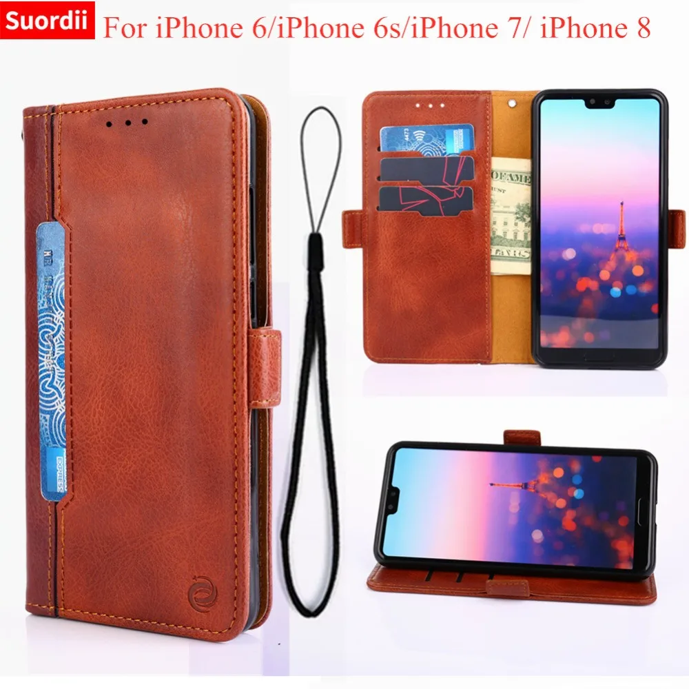 Роскошный чехол из искусственной кожи с откидной крышкой для iPhone 6 6s бумажник