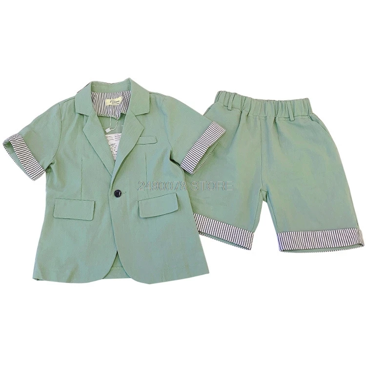 

Boys Summer Clothing Set Kids Formal Blazer +Shorts Girls Wedding Birthday Dress Children Piano Prom Dance Performance Costume