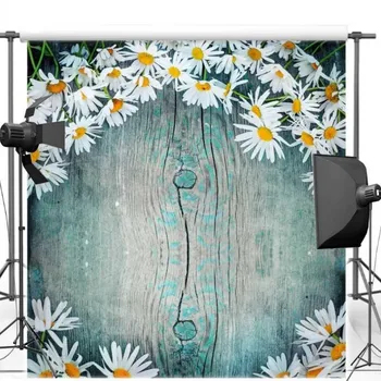 

White Flower Green Old Wood Vintage photo studio background Vinyl cloth High quality Computer print wall backdrop