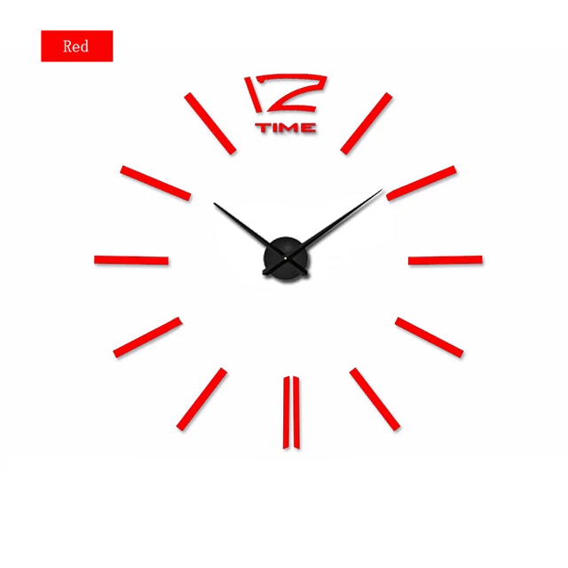 Новое поступление кварцевые часы модные часы 3D настоящие большие настенные часы с зеркальной наклейкой DIY Декор для гостиной - Цвет: red