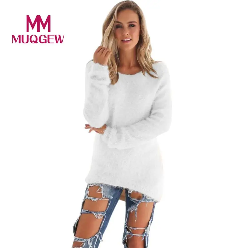 NewMUQGEW, лучшая, Женский Повседневный однотонный джемпер с длинным рукавом, свитера, Рождественский свитер, зимняя одежда для женщин, chandail femme