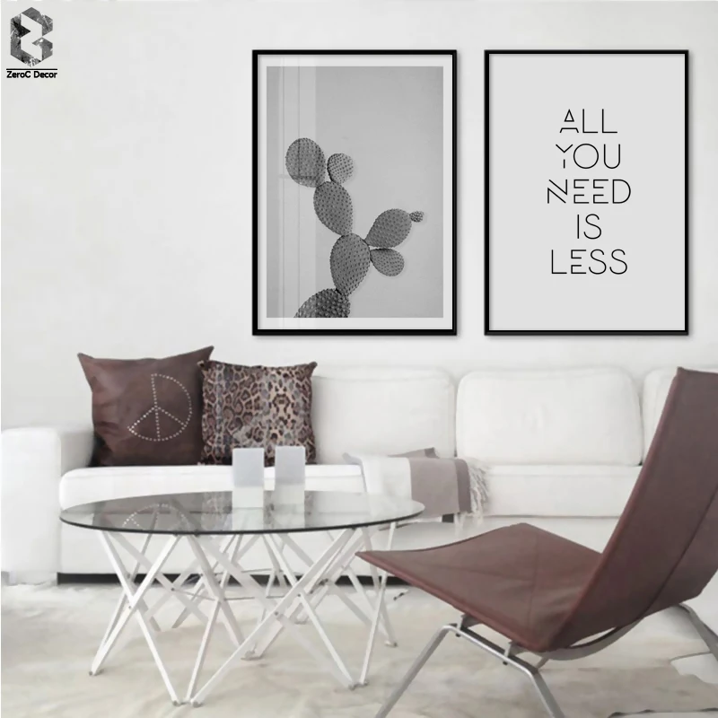 

Modern Canvas Posters And Prints Wall Art Cactus Painting Quotes Wall Picture Monochrome Minimalism For Living Room Decoration