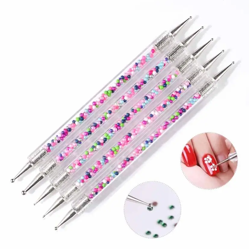 

5PCS 2 Way Crystal Dotting Manicure Tools Painting Dot Pen Nail Art Paint Set NEW Dec 1