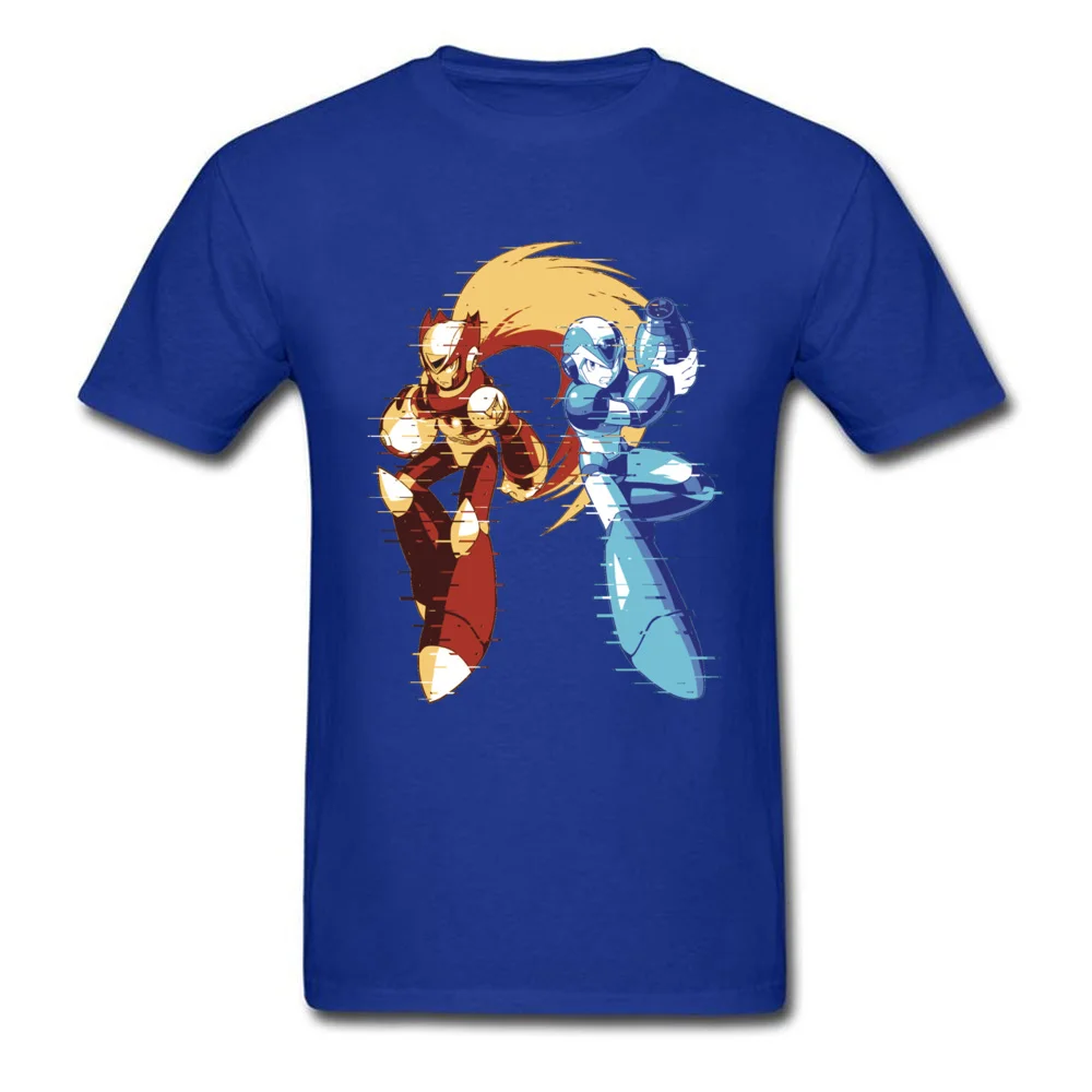 Custom Top T-shirts Short Sleeve Printed On 2018 Fashion Mens Thanksgiving Day Tees Printed On Tee Shirts Crew Neck Pure Cotton Mega Man And Zero 01 [Glitch Remix Ver] 11185 blue
