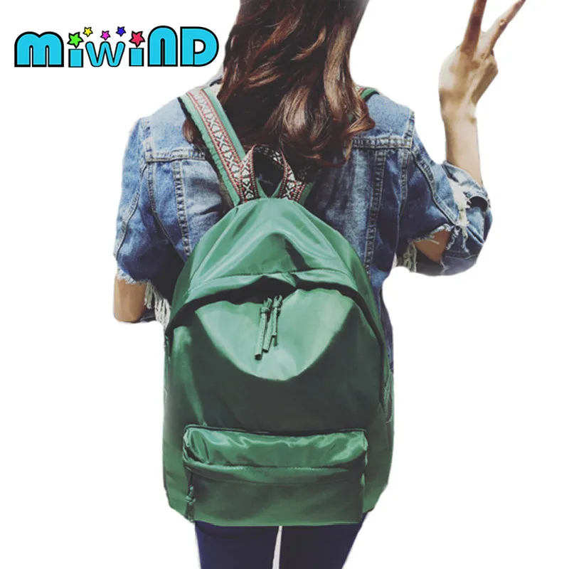 Harajuku Backpack green Teenagers Canvas Backpacks Girls Boys School