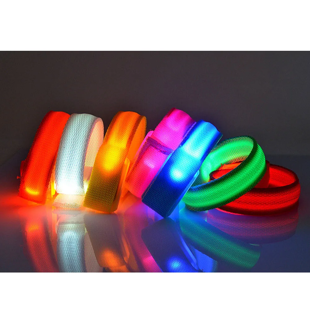 

Outdoor Running Led Flashing Bracelets Waterproof Safety Rescue Bangle Nightclub Glow Bracelet Strip hook and loop f Wrist strap