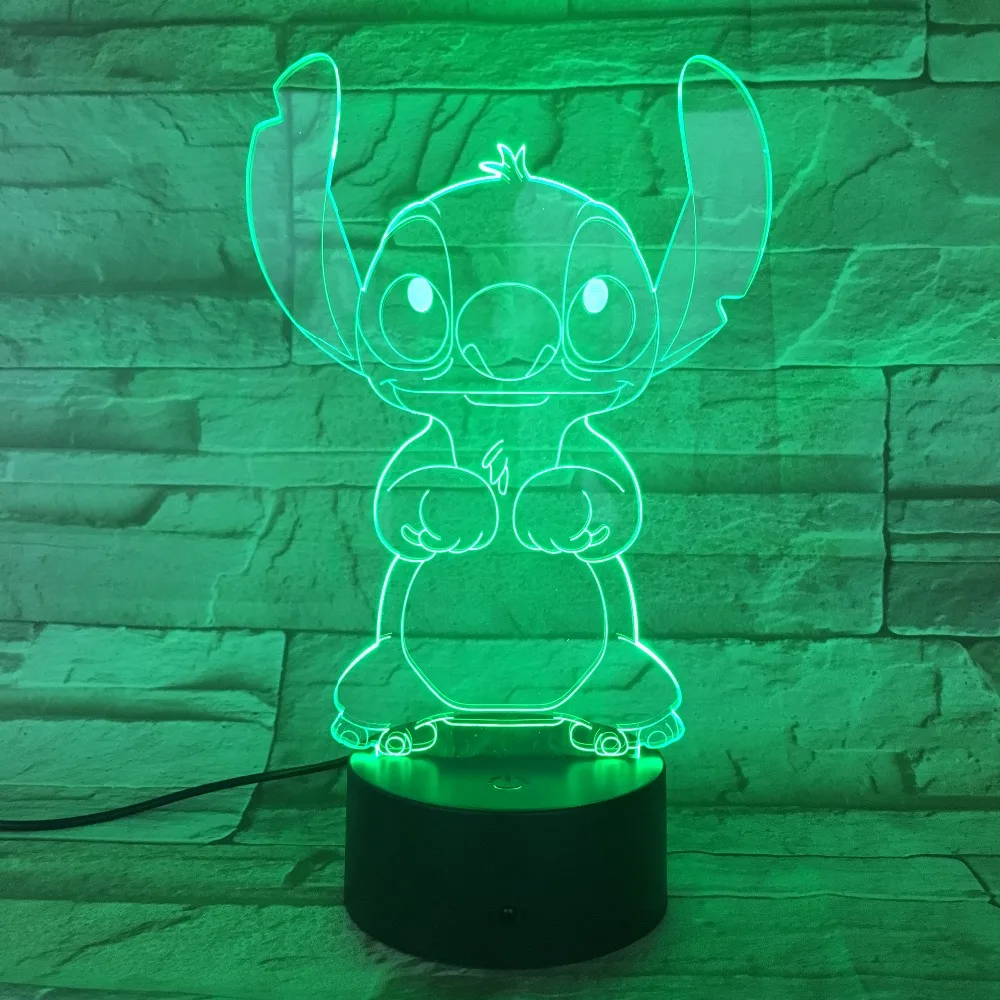 Najtaniej Cartoon Stitch 3D lampa sypialnia lampka nocna stołowa panel akrylowy kabel USB 7 zmiana kolorów podstawa lampy dotykowej dzieci prezent 3D 812