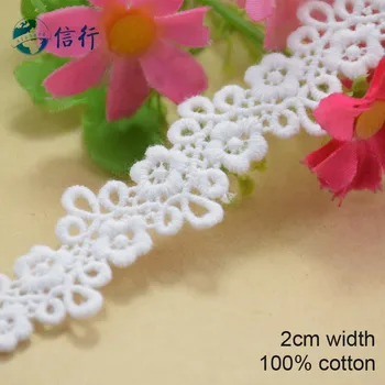 

2cm width Cotton embroid lace sewing ribbon guipure trims or fabric warp knitting DIY Garment Accessories free shipping#3616