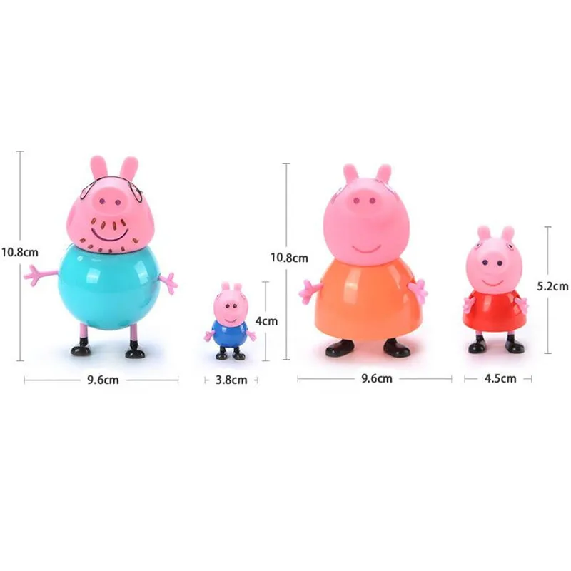 Peppa Pig 4 шт./компл. Джордж морская свинка семья из четырех папа мама фигурка модель Pelucia аниме игрушки для детей подарок