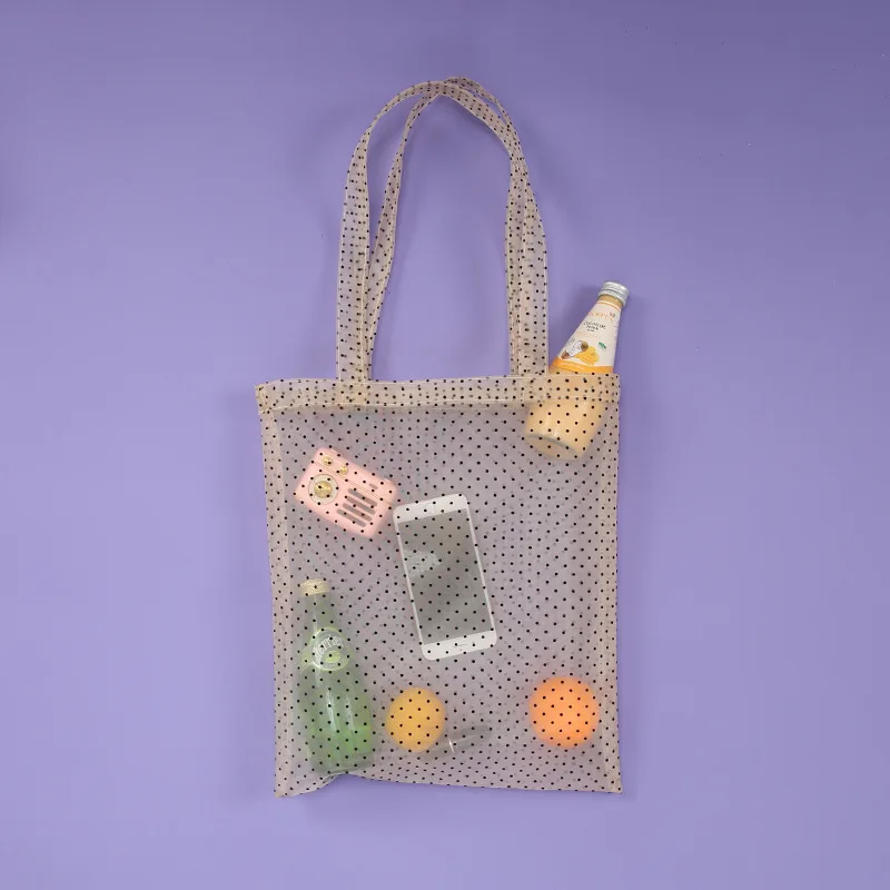 Прозрачные сумки-тоут с эффектом омбре, сетчатые сумки-тоут из органзы, сумки для покупок, женские сумки на плечо, сумка женская летняя - Color: Beige
