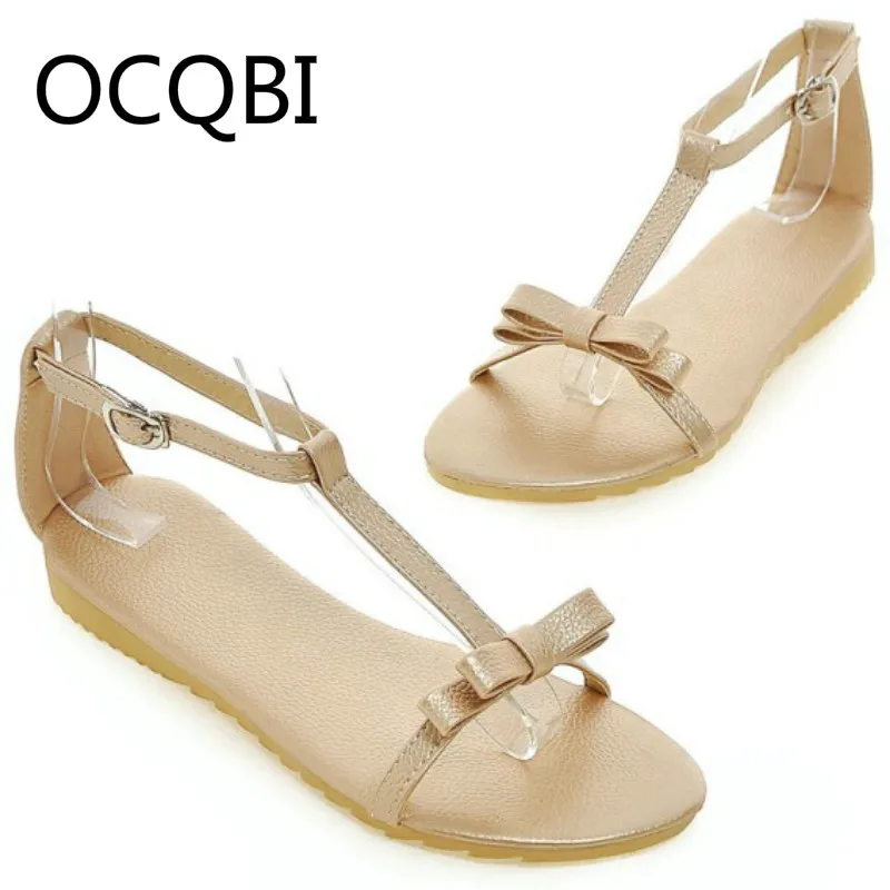 

2018 Womens Summer Sandals Shoes PU Wedge Sandals White Pink Silver Gold Size 34 - 43 Bowknot Deco Cute Teen Girls Footwear