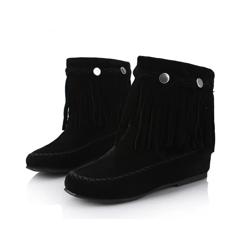 SWONCO Women's Shoes Ankle Boots Plus Size 34-45 Fashion Tassel Autumn Winter Boot Ankle Boots For Women Female Shoes Woman Boot - Цвет: Black Autumn