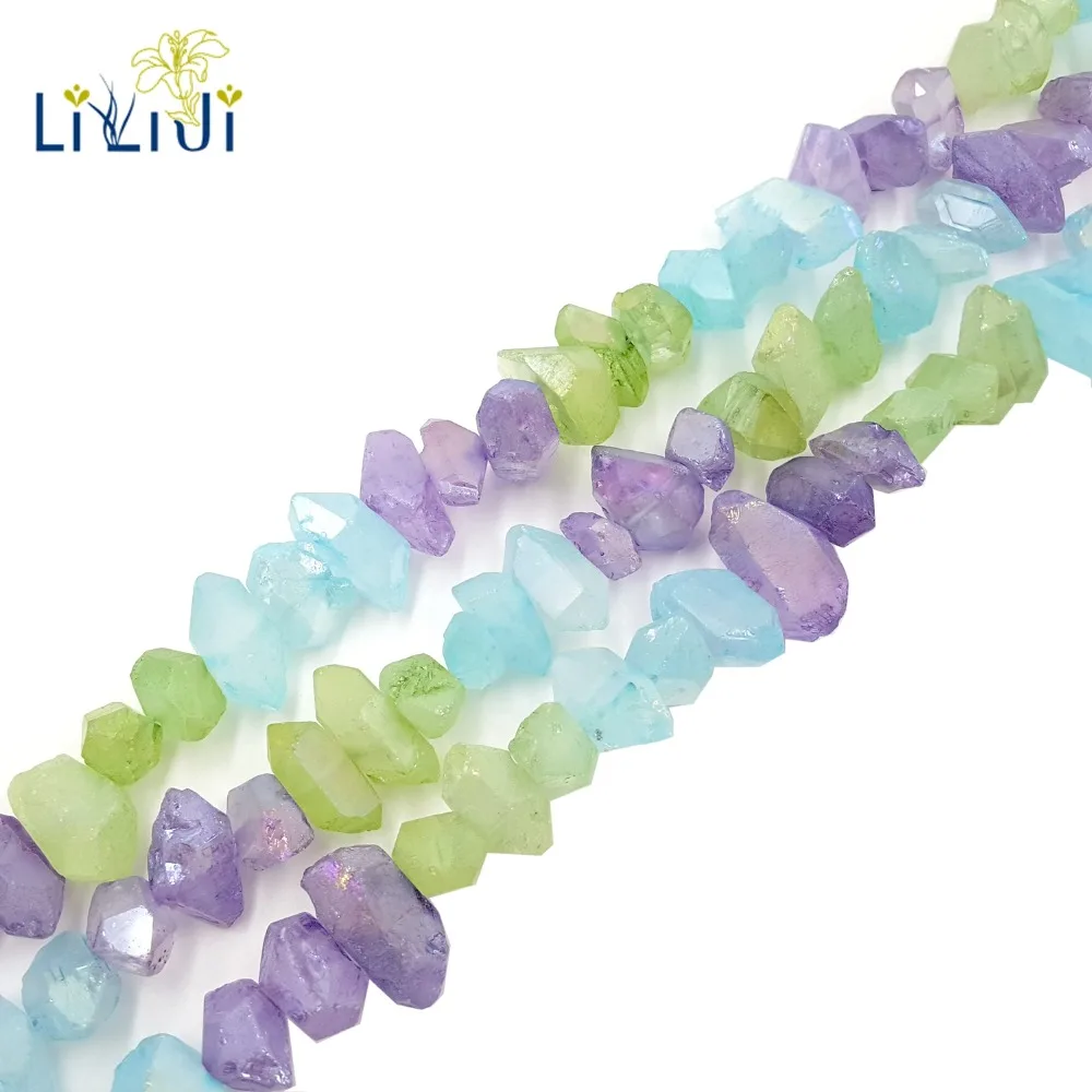 

Lii Ji Natural Raw Crystal Dyed Multi Color Beads Approx 8x12-11x19mm 38cm