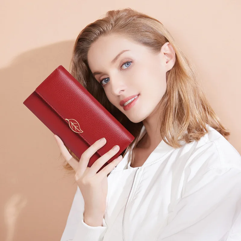 

New Fashion Women Long Clutch Genuine Leather Wallet Multi-functional wallet Female Purse Credit Card Holder Phone Pocket Cartei