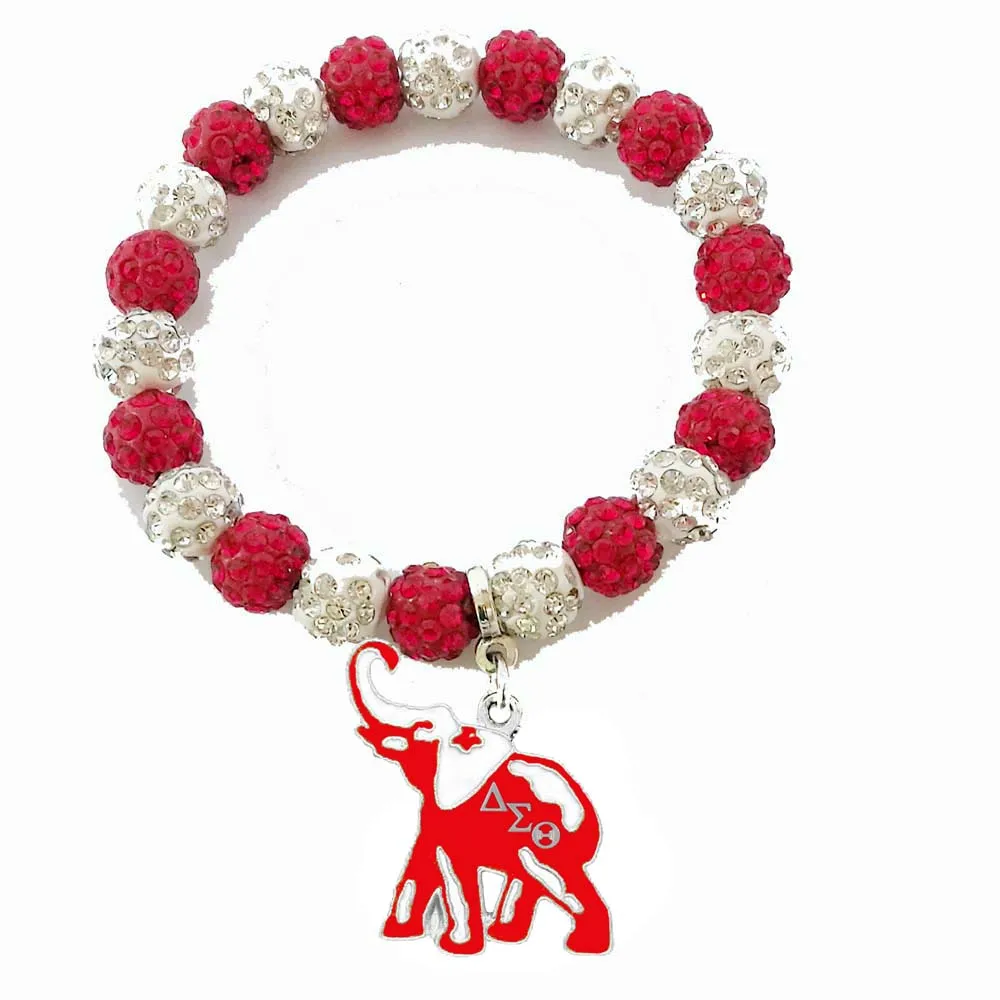 

Red pave Beads DIY charm stretch Delta Sigma Theta elephant charm bracelet Jewelry