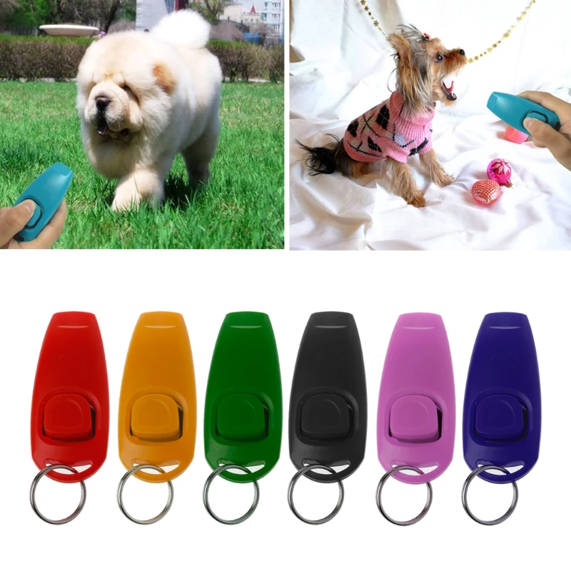 Dog Training Whistle Clicker Pet Dog Trainer Aid Guide Key Chain For