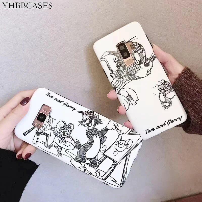 

YHBBCASES Sketch Cat Mouse Soft Cover For Samsung Note 8 Note9 Case Cute Cartoon Animal Phone Case For Samsung Galaxy S8 S9 Plus