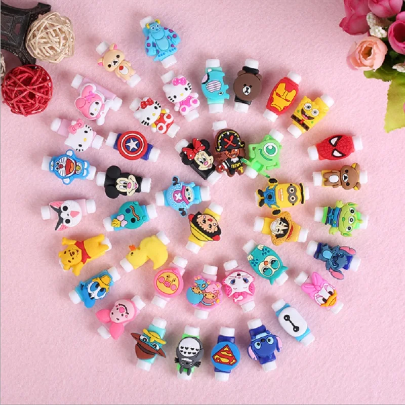 Cute Cartoon Cable Protector Data Line Cord Protector Protective Case Cable Winder Cover For iPhone 