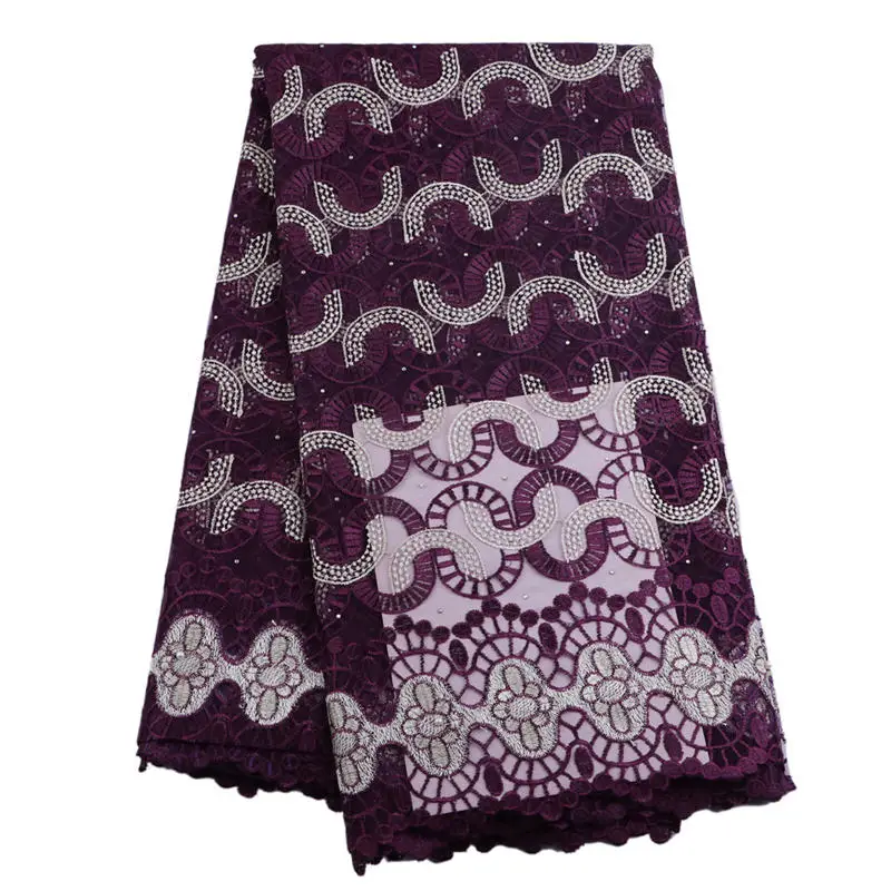 

Latest High Quality Nigerian Lace Fabric 2018 With Beaded African French Net Lace Fabric Embroidered Tulle Mesh Lace Fabric -30