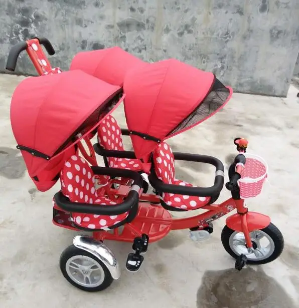 Трехместная детская коляска с зонтиком, трехколесный велосипед для детей, трехместная детская коляска - Цвет: 1