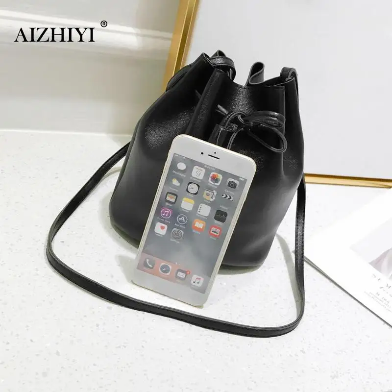Fashion Pu Leather Mini Shoulder Bags Women Tassels Drawstring Messenger Bucket Small Crossbody Casual Girls Handbag Bolso Bag