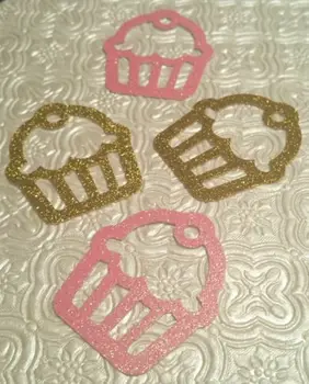 

2" pink and gold cupcakes die cuts birthday party goody bag tags baby shower