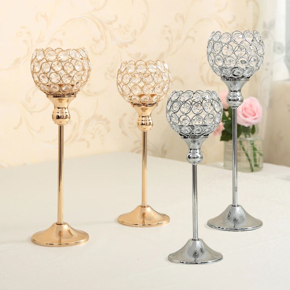 Lámpara de Mesa de cristal Candelabros de Metal Candle Holder para La