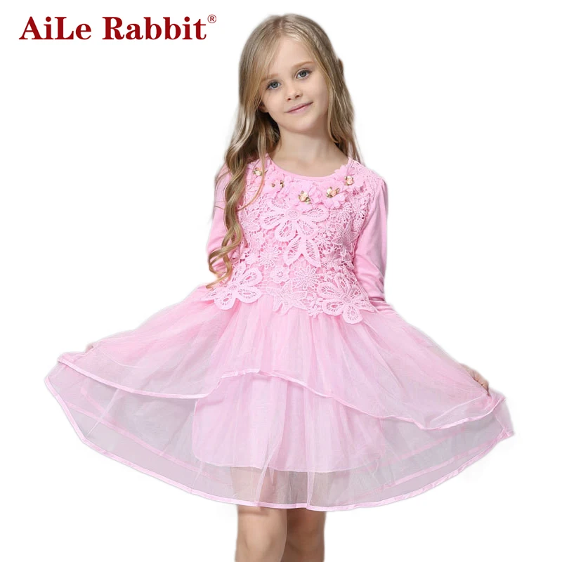 AiLe Rabbit/Коллекция 2018 года, модное праздничное платье для девочек Розничная продажа, детское платье принцессы яркое свадебное платье со