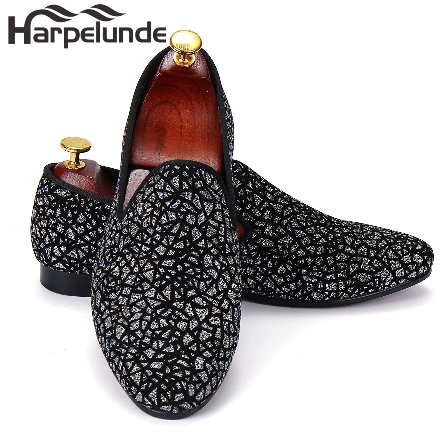Мужские модные туфли с блестками на плоской подошве размеры 8 13|loafers men|loafers velvetloafers