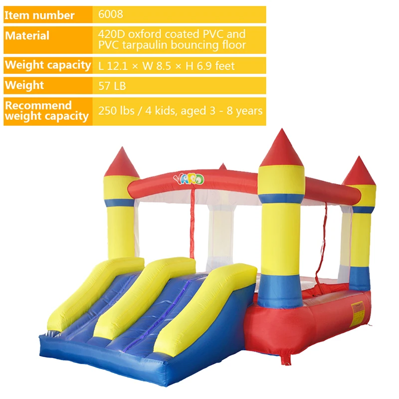 Patio PVC trampolín inflable castillo inflable niños seguro suave con soplador doble toboganes casa inflable trampolín - 3