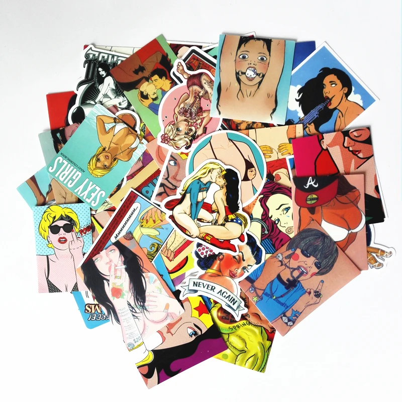 50 pcs/pack Classic Fashion Temptation Pvc Waterproof Sexy beauty Girls Stickers For Moto car style laptop Skateboard sticker 50 pcs/pack Classic Fashion Temptation Pvc Waterproof Sexy beauty Girls Stickers For Moto car style laptop Skateboard sticker