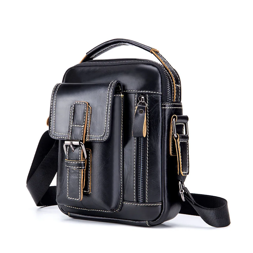 

ETONTECK 2018 Brand Genuine Leather Shoulder Bag Men Messenger Bags Small Vintage Flap Handbag Zipper Design Male CrossBody Bag