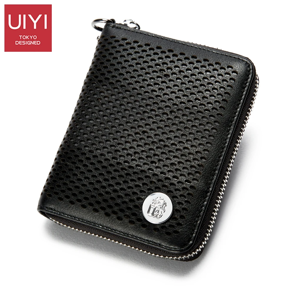 

UIYI Genuine Leather 2018 NEW Men Wallets Credit Business Card Holders Zipper Cowhide Leather Wallet Purse Carteira #UYQ8010