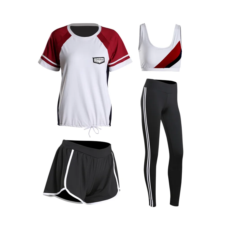 

Hot Summer Fitness Women Yoga Set 3 in 1 Set Girls Sport Bra & Shorts & T-Shirts Gym Clothes Sport Wear Outdoor Jogging
