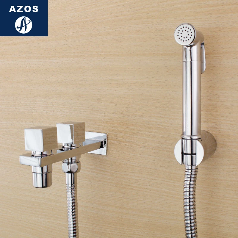 Azos Bidet Faucet Pressurized Sprinkler Head Brass Chrome Cold Water Two Function Toilet Wash Washing Machine Round PJPQ016 |