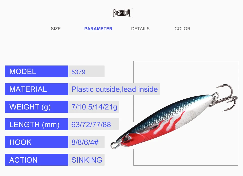 Kingdom 2019 New Metal Cast Jig spoon Fishing Lures 7g 10.5g 14g 21g casting jigging Lead Inside Fish Sea Bass Artificial Baits  (3)