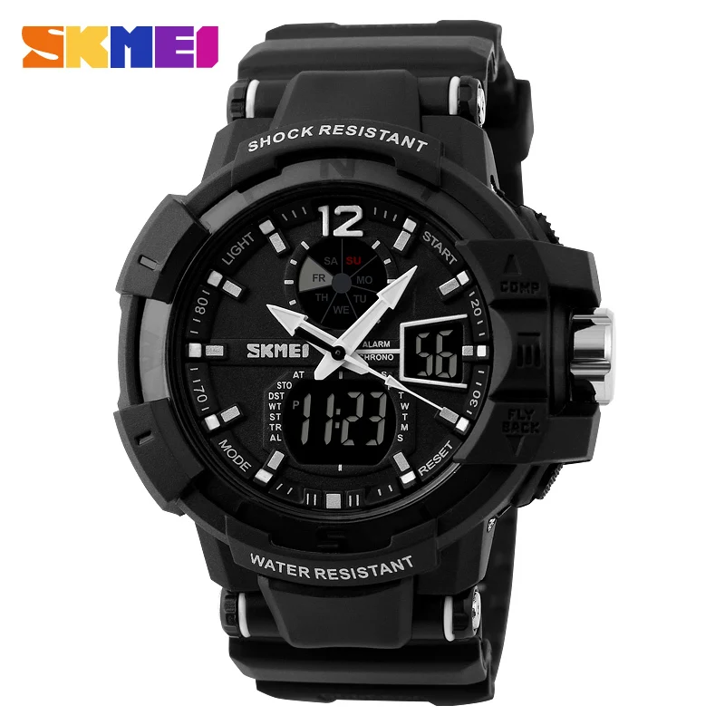 Prix pour 2017 Hommes Montres de Sport 2 Time Zone Quartz Numérique Montre de Plongée 50 M Étanche LED Électronique Multifonctionnel Montre-Bracelet Militaire Prix pour 2017 Hommes Montres de Sport 2 Time Zone Quartz Numérique Montre de Plongée 50 M Étanche LED Électronique Multifonctionnel Montre-Bracelet Militaire