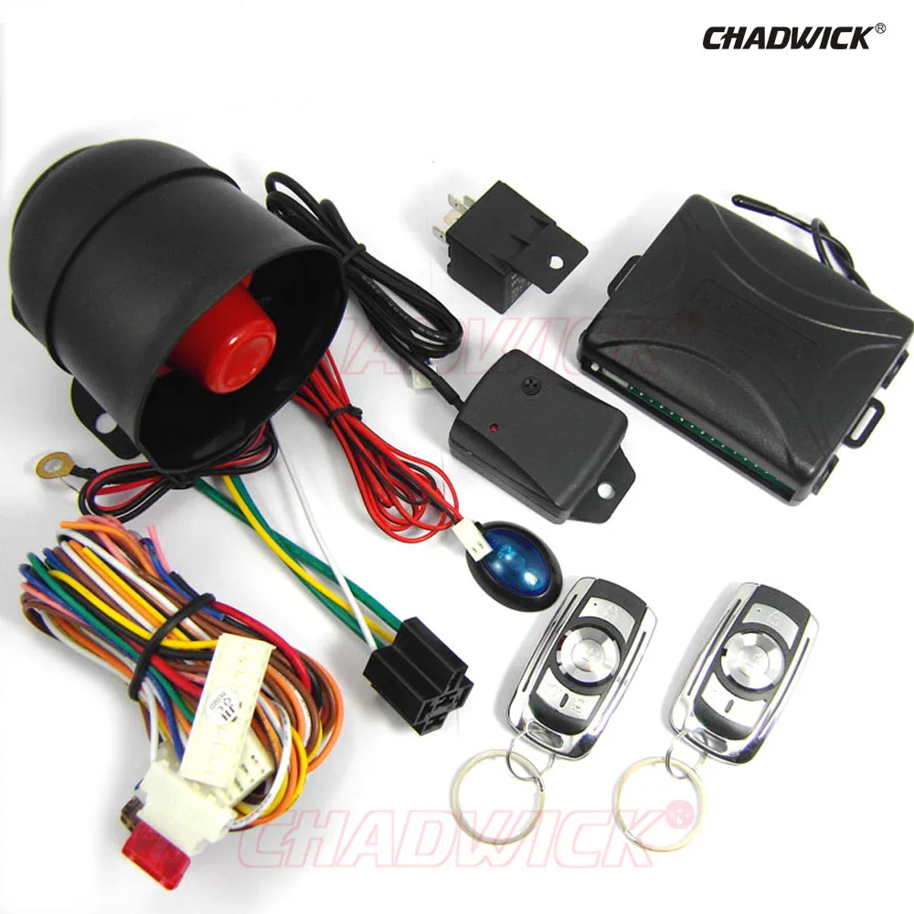 

Universal one Way Vehicle Car Alarm System Protection Security Keyless Entry Siren 2 Remote Control hot 8133 CHADWICK metal key