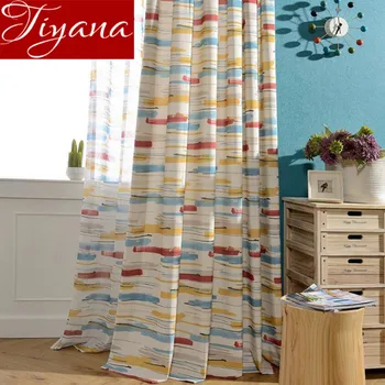 

Colorful Curtains Kids Room Print Sheer Voile Window Living Room Curtains Tulle Drapes Gray Curtains Fabrics Blinds T&091 #30