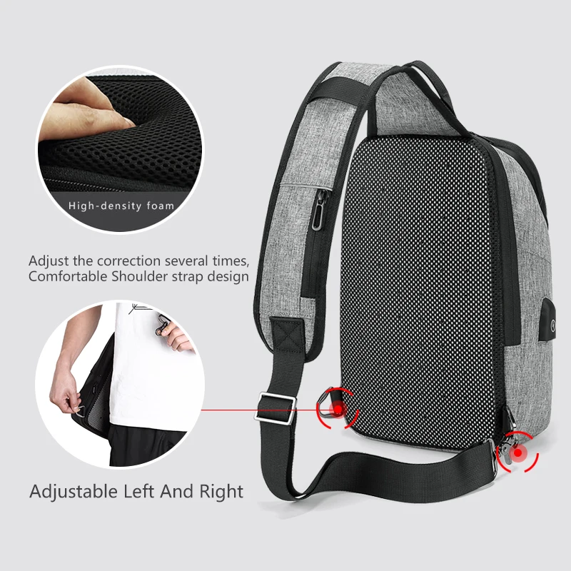  EURCOOL Casual para hombres 97 pulgadas iPad mensajero bolsas con puerto de carga USB bolso de homb