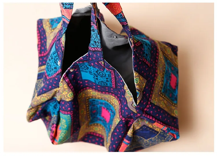 Новые уникальные большие сумки в богемном стиле женские сумки на плечо хлопковые холщовые винтажные модные сумки "Хиппи"