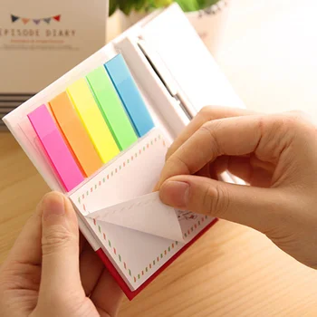 

Cute Bookmark Notepad Marker Memo Notes Book with Pen Random New